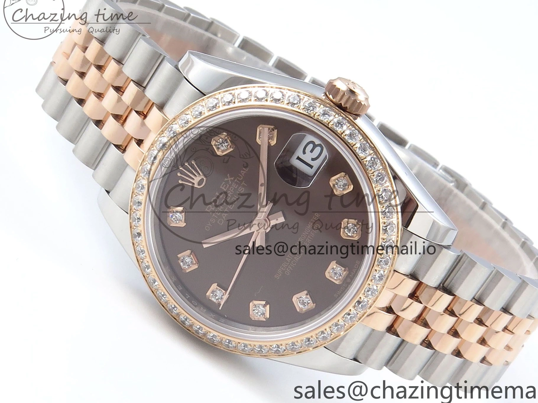 Bezel Diamonds DateJust 278381RBR Diamonds ARF 904L 1:1 Steel Dial Bracelet SS RG 31 Jubilee Edition Brown Best on ETA 2688 0402